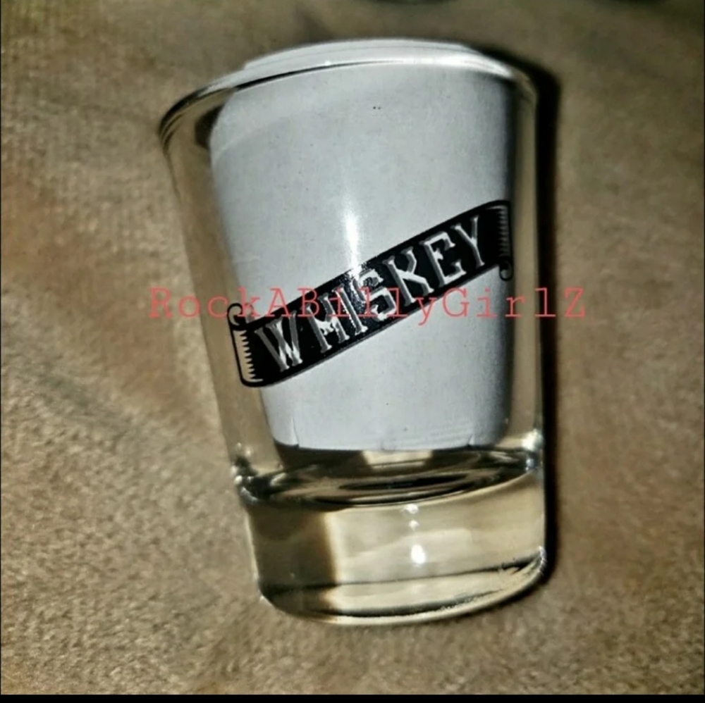 Sourpuss Whiskey Banner Tattoo Flash 1 of 3 Limited Edition 2oz Shot Glasses